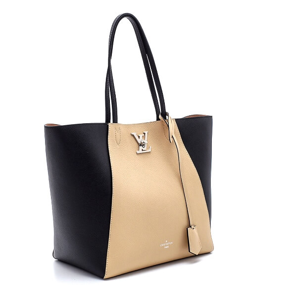 Louis Vuitton - Black and Vanille Leather Lockme Cabas Tote Bag